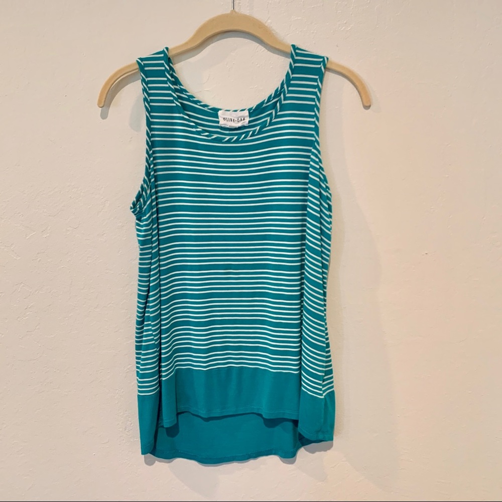 Turquoise Green & White striped Sleeveless Top